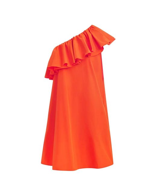 Essentiel Antwerp Red 'Juicer' Asymmetric Ruffle Dress