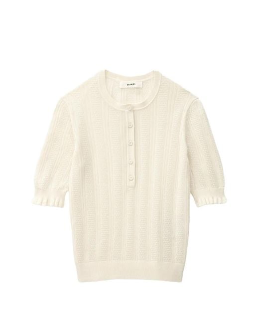 Ba&sh White Viola Ruffled Polo Top