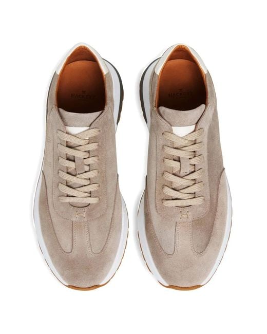 Hackett White Rapid Chad Perforated-Logo Sneakers for men