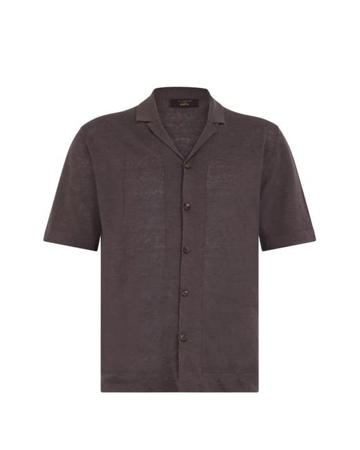 Slowear Gray Buttoned Short-Sleeve Knitted Shirt for men