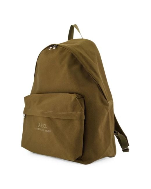 A.P.C. Green Backstage Logo-Print Backpack for men