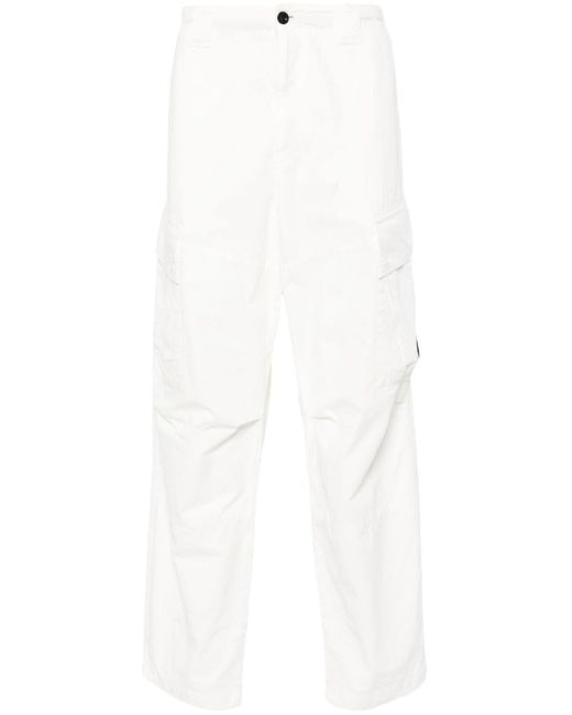 C P Company White Lens-detail Straight-leg Trousers for men