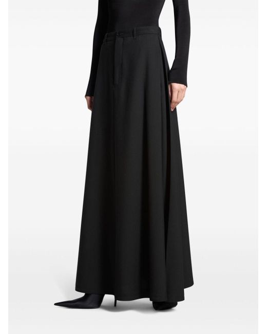 Balenciaga Black Wool Pleated Maxi Skirt