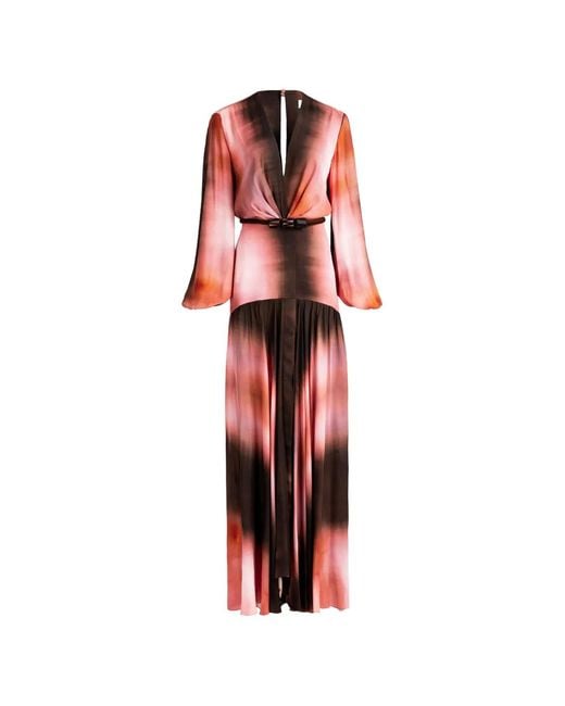 Silvia Tcherassi Red Maialen Tie-Dye Belted Maxi Dress