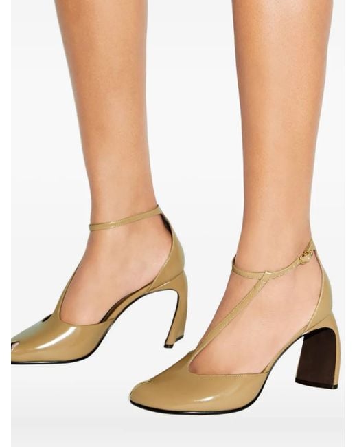 Tory Burch White T-Strap Heeled Pumps