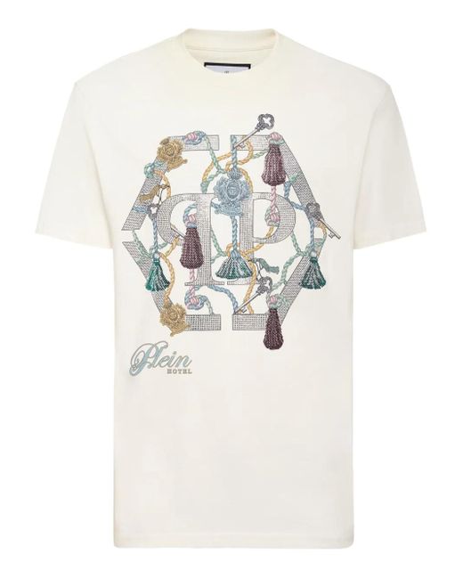 T-Shirt À Logo Strassé Philipp Plein pour homme en coloris White