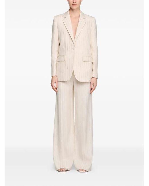 Sandro White Striped Tailored Jacket