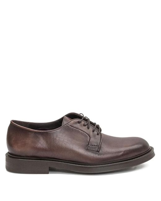 STURLINI FIRENZE Brown Leather Lace-Up Derby Shoes for men