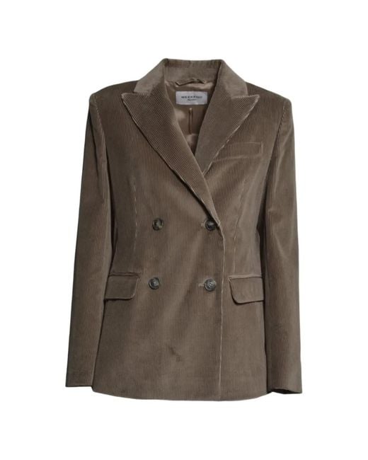 Weekend by Maxmara Brown Double-Breasted Corduroy Blazer