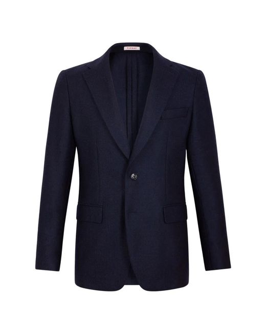 Fursac Blue Herringbone-Pattern Wool Blazer for men