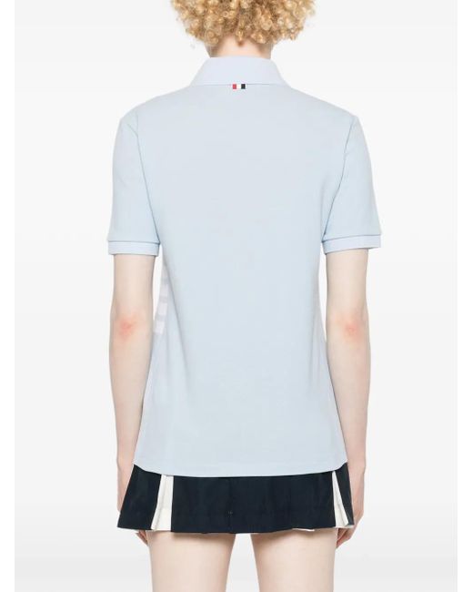 Polo Rayé À Patch Logo Thom Browne en coloris Blue