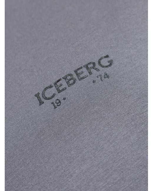 Iceberg Gray Logo-Embroidered Long-Sleeve T-Shirt for men