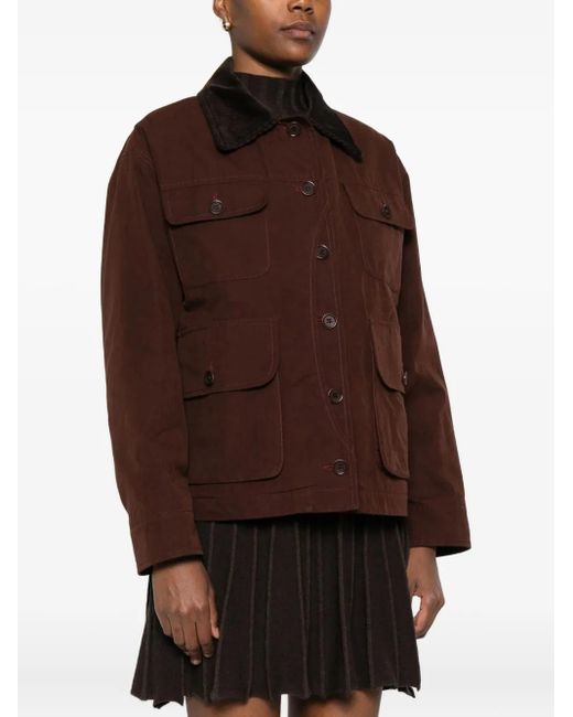 Aspesi Brown Corduroy-Collar Buttoned Jacket