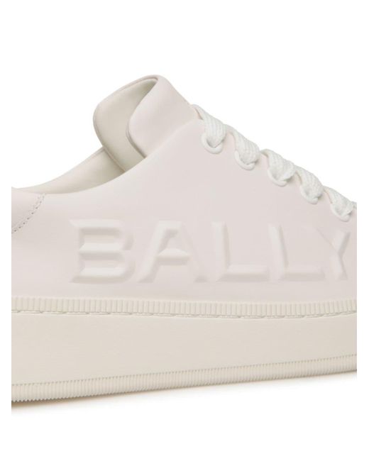 Baskets en cuir à logo embossé Bally en coloris White