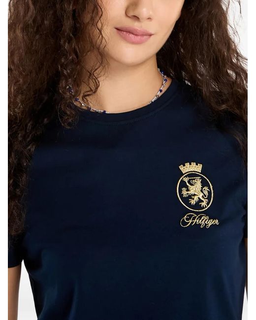 Tommy Hilfiger Blue Th Crest Embroidery Crew Neck T-Shirt