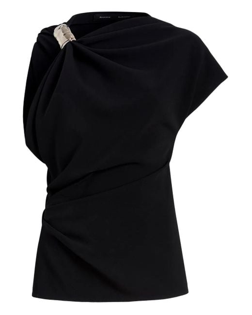 Proenza Schouler Black Draped Embellished Top