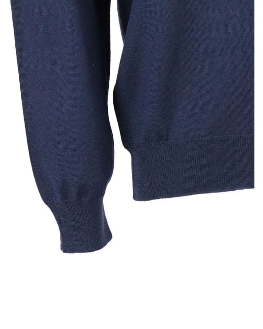 Fedeli Blue Mock-Neck Sweater for men