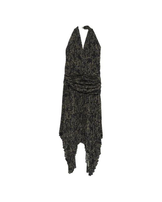 Proenza Schouler Black Paulina Floral-Print Pleated Maxi Dress