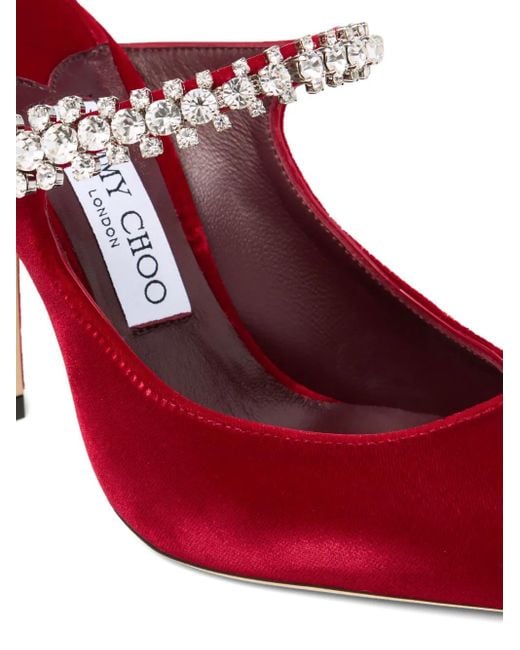 Jimmy Choo Red 10Mm Crystal-Embellished Pointed Mules