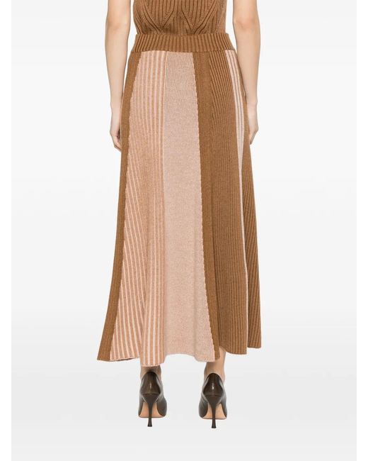Falda De Canalé Con Diseño Patchwork Bompard de color Brown