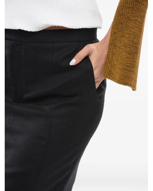 Anouki Black Rear-Slit Pencil Midi Skirt