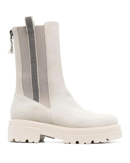 Fabiana Filippi White 45Mm Chunky Suede Boots
