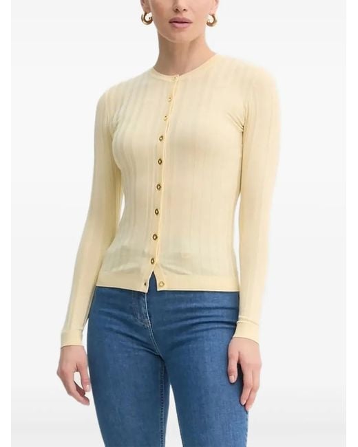 Elisabetta Franchi Blue Gerippter Cardigan mit Knopf