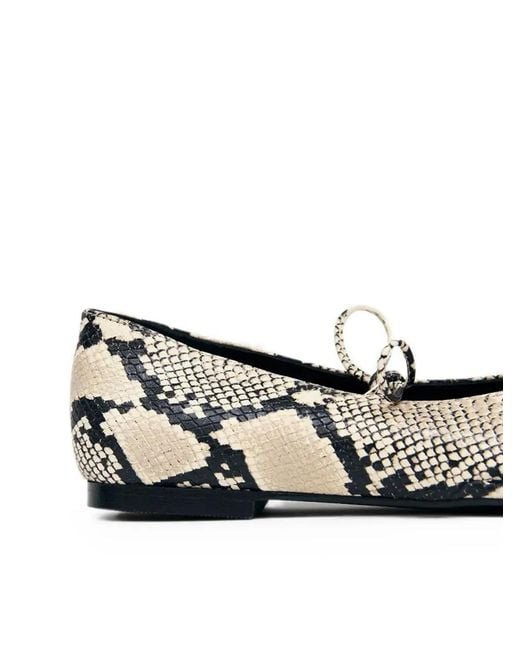 Alohas White Sway Snake-Effect Squared-Toe Ballet Flats