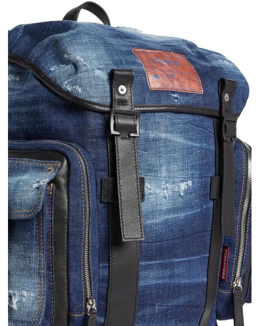 DSquared² Blue Denim Backpack for men