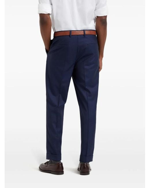 Brunello Cucinelli Blue Prince Of Wales Check Trousers for men