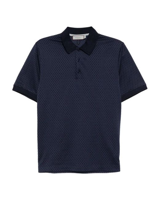 Canali Blue Cotton Polo Shirt for men