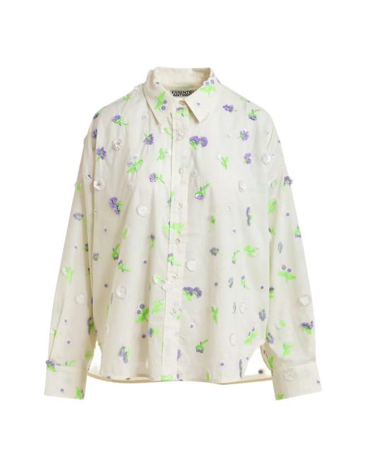 Essentiel Antwerp White Jimena Floral-Embroidered Shirt