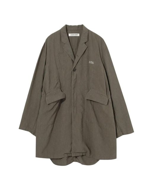 Undercover Gray Logo-Print Notched-Lapel Jacket for men