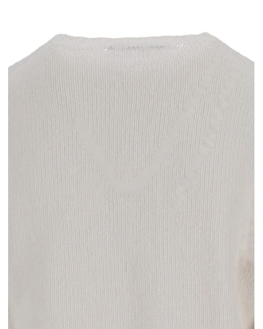 LA ROSE White Crew-Neck Sweater