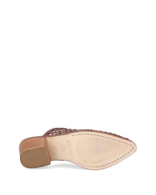 Frau Brown Mules En Cuir Tressé À La Main