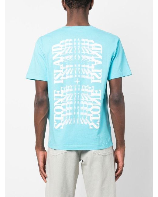 Stone Island Graphic-print Cotton T-shirt in Blue for Men | Lyst