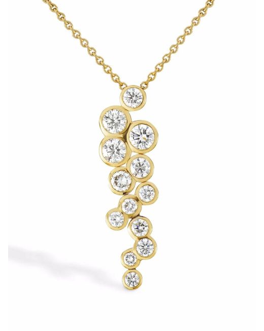 Pragnell Metallic 18Kt Rose Bubbles Diamond Drop Pendant Necklace