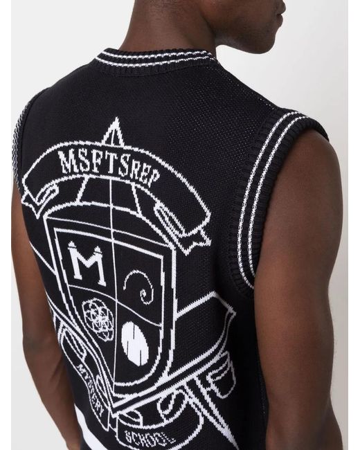 Msftsrep Black Intarsia-Knit Logo Vest for men