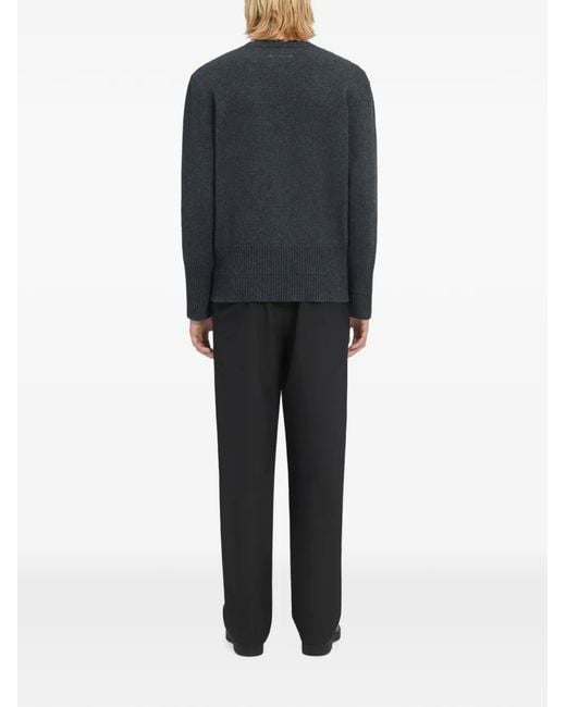 MM6 by Maison Margiela Blue Wool Crew-Neck Sweater for men