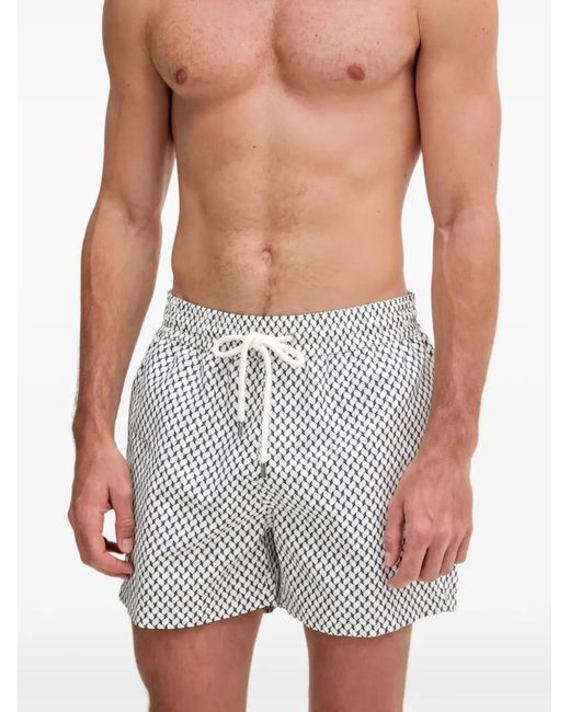 Frescobol Carioca Blue Geometric-Print Swim Shorts for men
