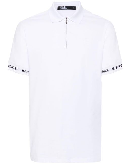 Karl Lagerfeld White Ikonik Karl-motif Polo Shirt for men