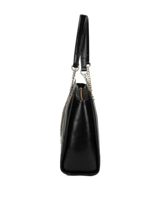 Love Moschino Black Logo-Plaque Studded Shoulder Bag