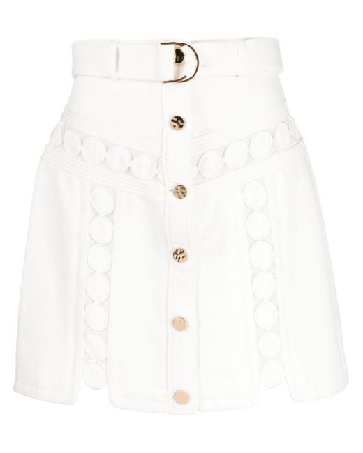 Acler White Heathcote Dot-embroidered Miniskirt