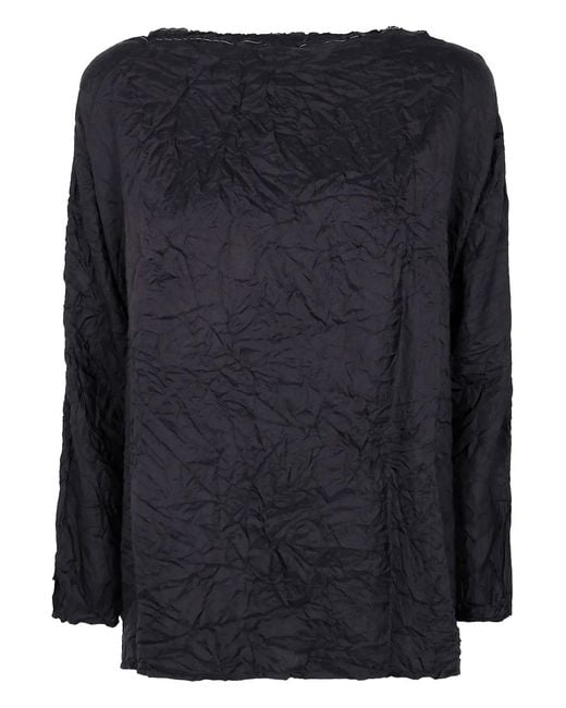 Daniela Gregis Black Boat-Neck Long-Sleeve Blouse