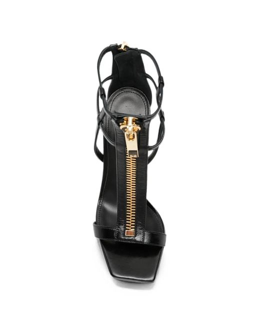 Elisabetta Franchi Black Zip-Detail Cage Sandals