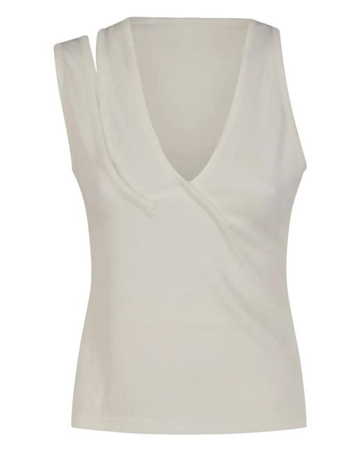 Christopher Esber Gray Cut-Out Ribbed Top