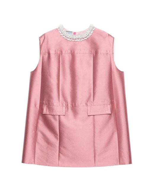 Prada Pink Embroidered Mini Dress