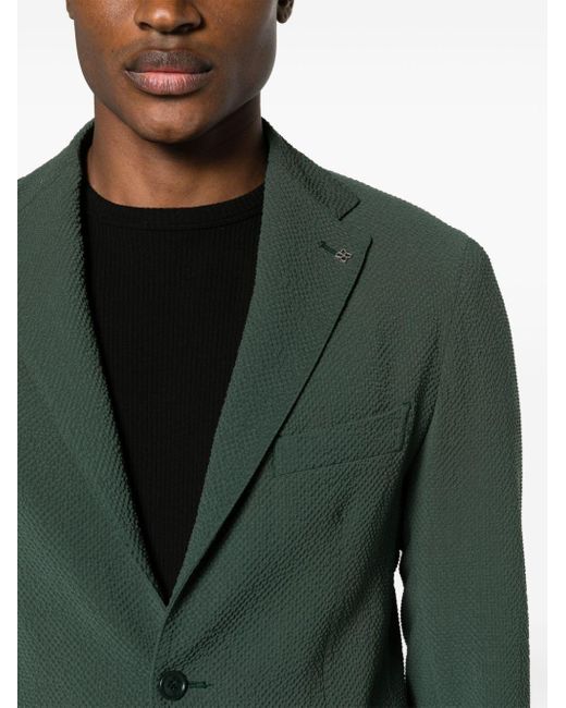 Tagliatore Einreihiger Seersucker-Anzug in Green für Herren