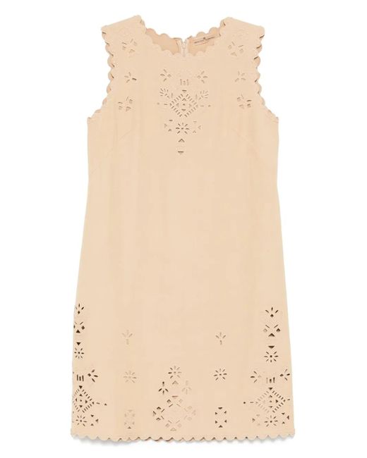 Ermanno Scervino Natural Broderie-Anglaise Midi Dress