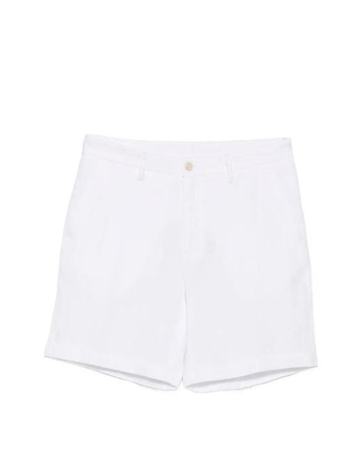 120% Lino White Linen Tailored Shorts for men